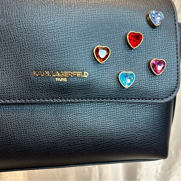 KARL LAGERFELD JEWELED HEART CROSSBODY NWT - Picture 6 of 17